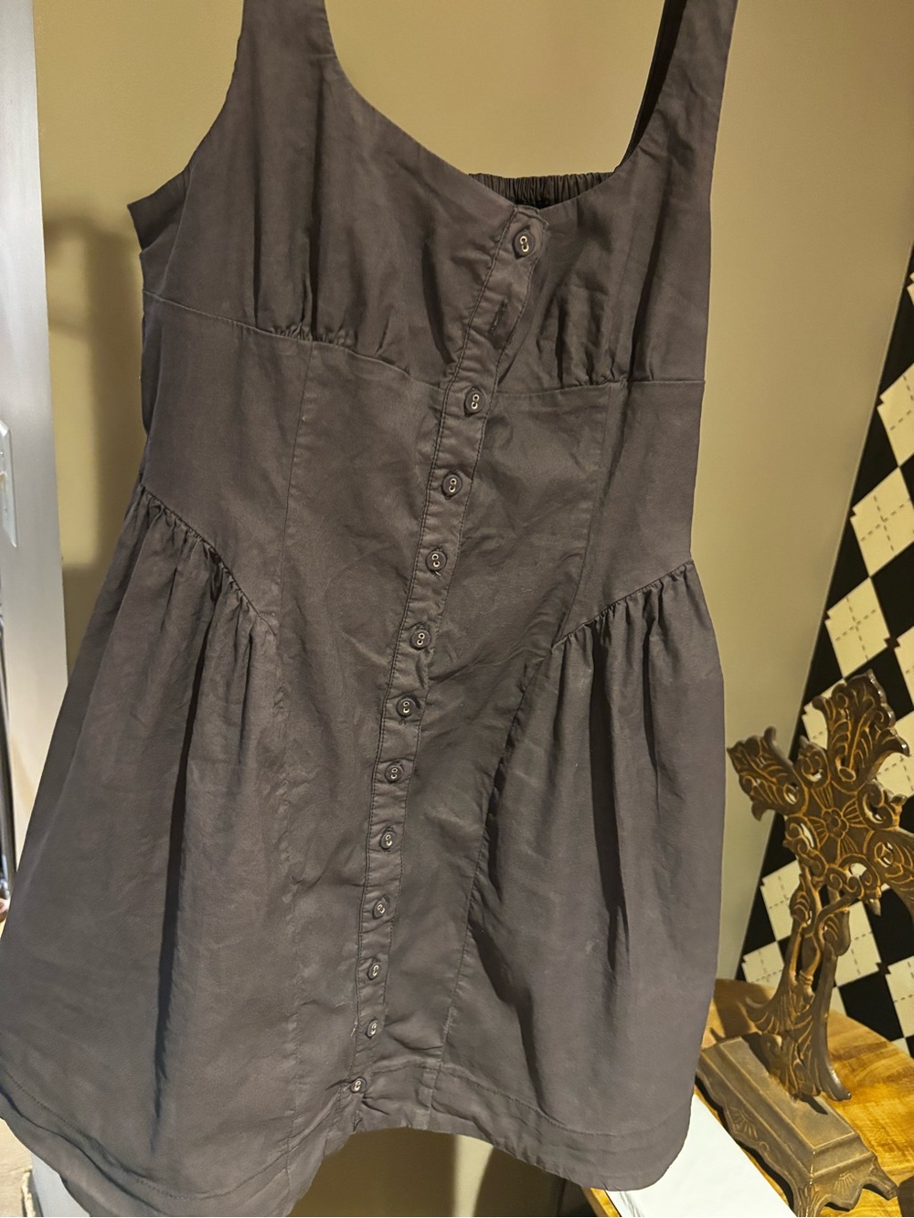 Free People Black Button-Front Mini Dress
